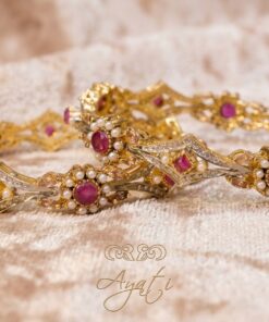 Ruby Pearl Bangle Pair
