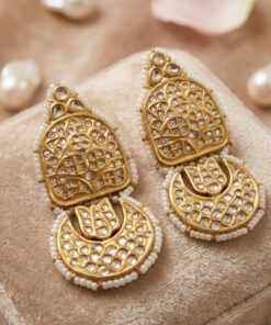 Alternative view of Kundan Pearl Earrings