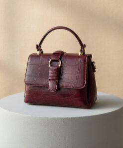 Croc-textured Burgundy Bag