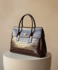 Croc-textured Brown Bag