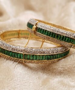Emerald Baguette Bangle Set