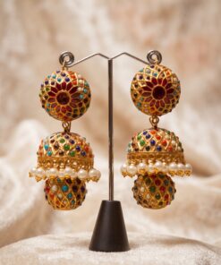 Kundan Ball Jhumka Earrings